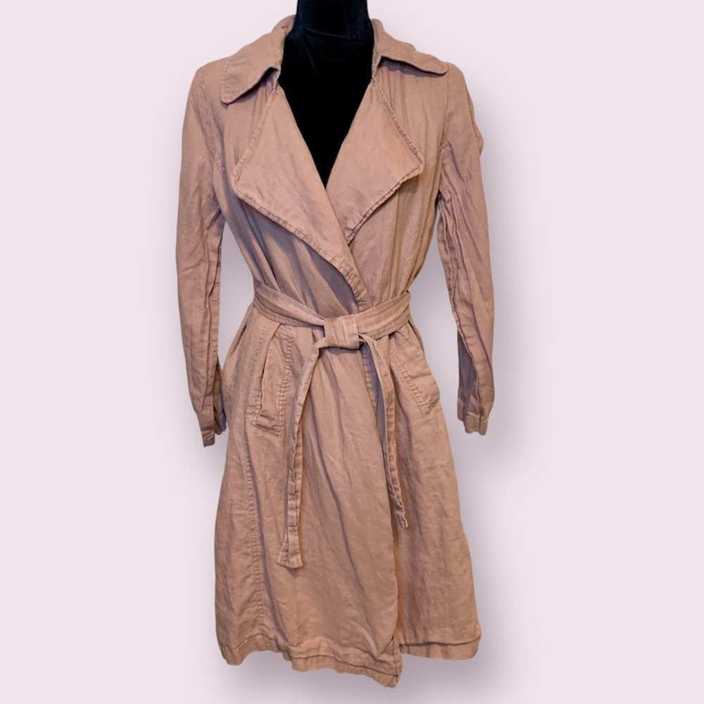 Cynthia Rowley Linen Trench Coat Dusty Rose Size Small